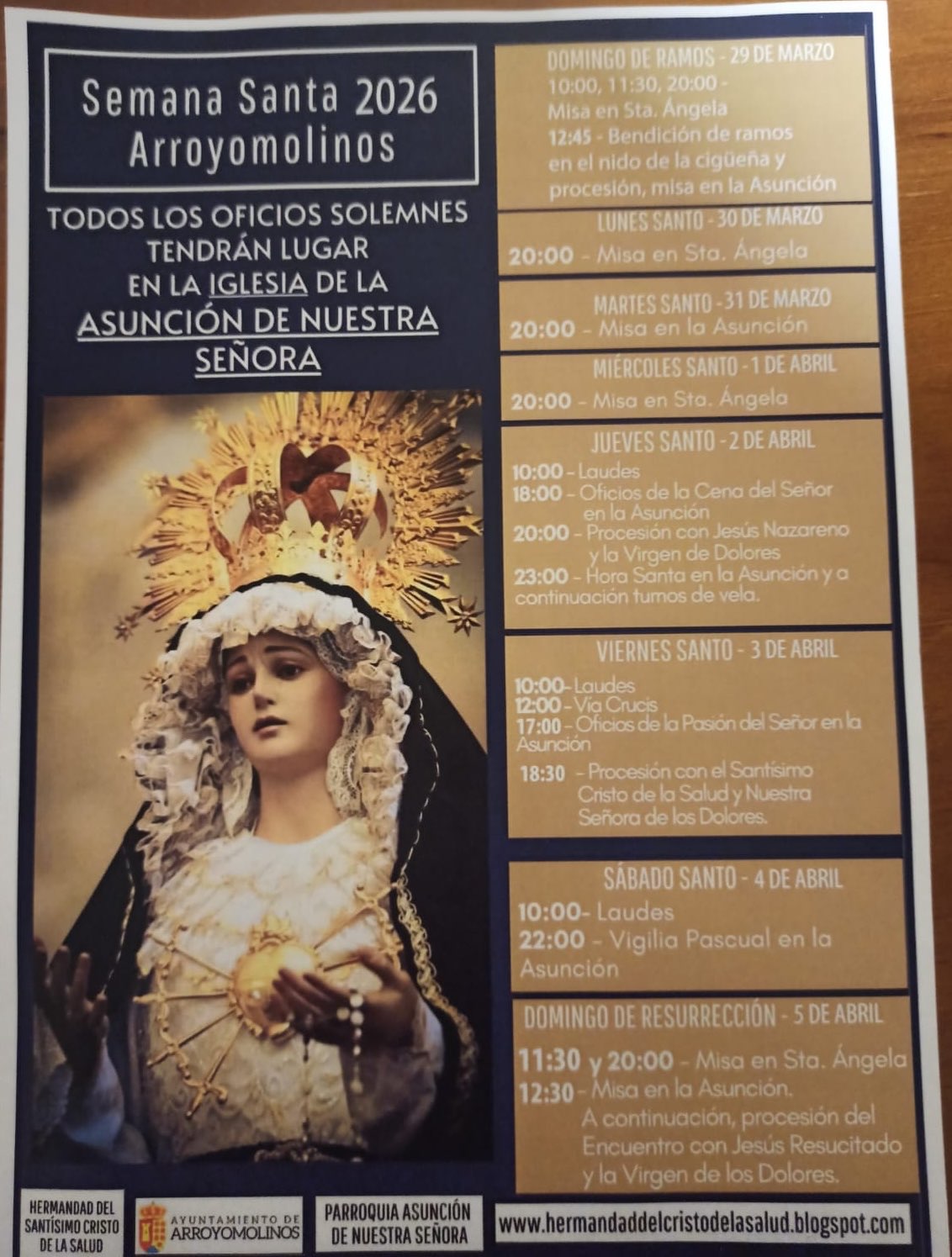 Horarios de Semana Santa 2026